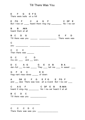 Till There Was You Piano letter notes by The Beatles - Arr.Kingrell