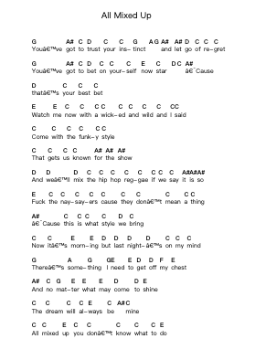 All Mixed Up Piano letter notes by 311 - Arr.Jimdrea