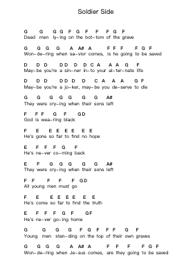 Soldier Side Piano letter notes by System Of A Down - Arr.Kyleyy