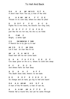 To Hell And Back Notas de piano en letras por Sabaton - Arr.Totience Queesom