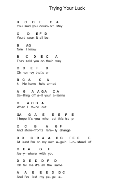 Trying Your Luck Piano letter notes by The Strokes - Arr.Uppold Bruckey
