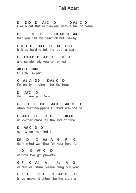 I Fall Apart Piano letter notes by Rory Gallagher - Arr.Pegholmes Anlett