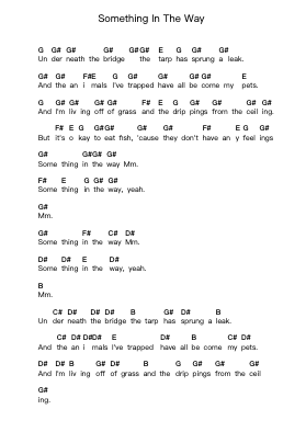 Something In The Way ピアノの音符 by Nirvana - Arr.Sywatt