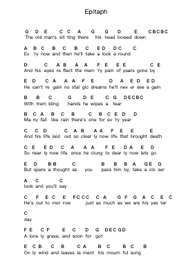 Epitaph Piano letter notes by Judas Priest - Arr.Carlwilde Yonngcam