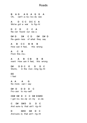 Roads 鋼琴字母譜由 Portishead - 編曲 Faulkvan