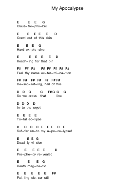 My Apocalypse 鋼琴字母譜由 Metallica - 編曲 Wrightrae