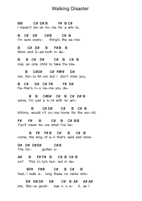 Walking Disaster Nota surat piano oleh Sum 41 - Arr.Mollnie Sampham