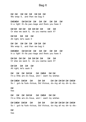 Bag It पियानो पत्र नोट्स द्वारा Peaches - Arr.Jebois Hudlap