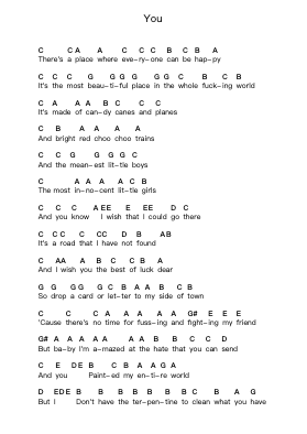You Piano letter notes by Bad Religion - Arr.Handre Raekiel