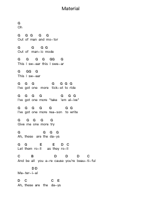 Material Piano letter notes by Devin Townsend - Arr.Chergene