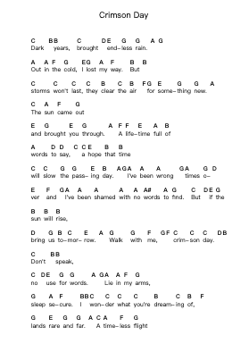 Crimson Day Piano letter notes by Avenged Sevenfold - Arr.Thodorelass