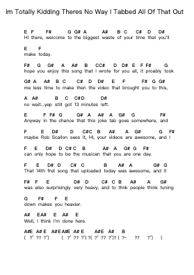 Im Totally Kidding Theres No Way I Tabbed All Of That Out Piano letter notes by Rob Scallon - Arr.Uppold Bruckey