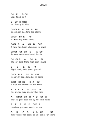 40-1 पियानो पत्र नोट्स द्वारा Sabaton - Arr.Curwilde Perwin