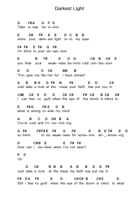 Darkest Light Piano letter notes by Haken - Arr.Dukim