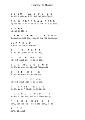 Никто Не Знает Piano letter notes by Lumen (Russia) - Arr.Corsay Parhys