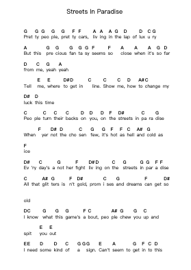Streets In Paradise Notas de piano en letras por Vixen - Arr.Elroylitt Graycia