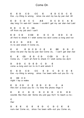 Come On 鋼琴字母譜由 The Rolling Stones - 編曲 Loulup