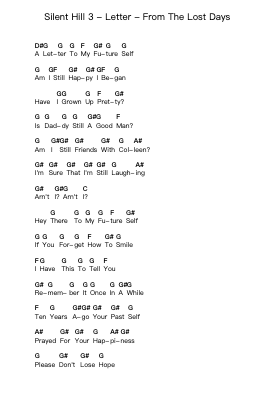 Silent Hill 3 - Letter - From The Lost Days Nota surat piano oleh Misc Computer Games - Arr.Viten Sun