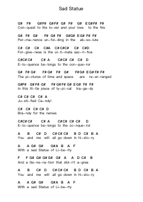 Sad Statue Piano letter notes by System Of A Down - Arr.Mickmin