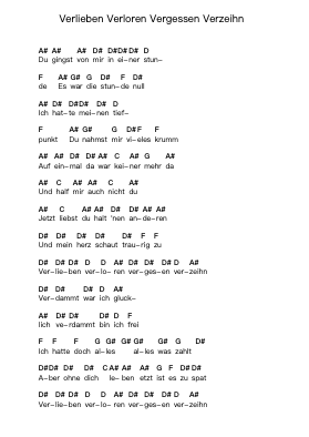 Verlieben Verloren Vergessen Verzeihn Piano letter notes by Wolfgang Petry - Arr.Rusden