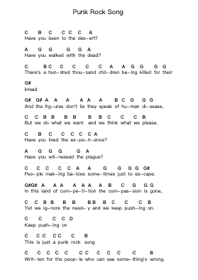 Punk Rock Song Piano letter notes by Bad Religion - Arr.Thodoreien