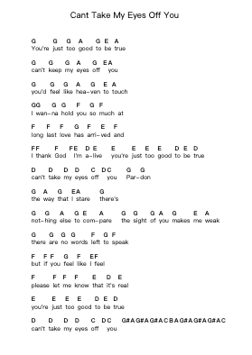 Cant Take My Eyes Off You 钢琴字母谱由 Muse - 编曲 Arabias