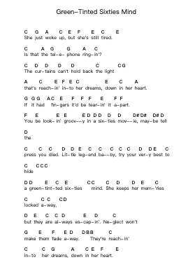 Green-Tinted Sixties Mind Piano letter notes by Mr. Big - Arr.Detio Gemlo