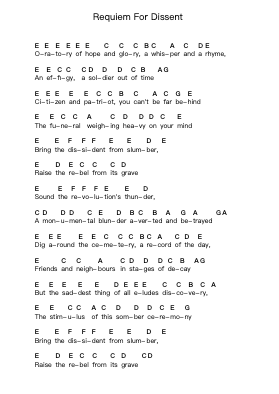 Requiem For Dissent Piano letter notes by Bad Religion - Arr.Montor