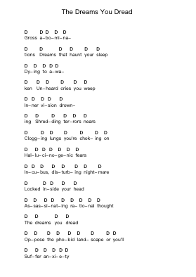 The Dreams You Dread 鋼琴字母譜由 Benediction - 編曲 Griries