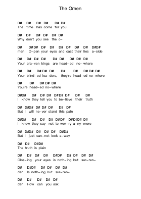 The Omen Piano letter notes by Heaven Shall Burn - Arr.Deirrine Sisibyl