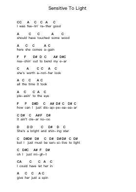 Sensitive To Light Piano letter notes by Rainbow - Arr.Taysnow Churniel