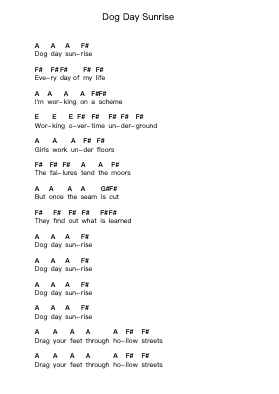 Dog Day Sunrise Piano letter notes by Fear Factory - Arr.Yetleif Clecott