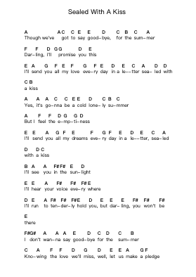 Sealed With A Kiss Piano letter notes by Jason Donovan - Arr.Noahsweet