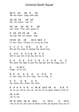 Universal Death Squad Piano letter notes by Epica - Arr.Jamesstone