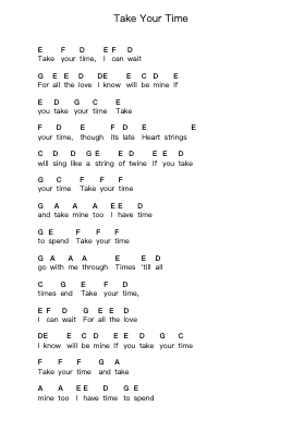 Take Your Time Piano letter notes by Buddy Holly - Arr.Molthel