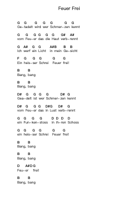 Feuer Frei Piano letter notes by Rammstein - Arr.Charmie