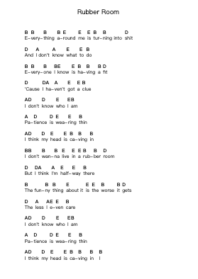 Rubber Room Piano letter notes by Screeching Weasel - Arr.Latbel Conler