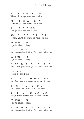 I Go To Sleep Piano letter notes by The Kinks - Arr.Thaga Emsia