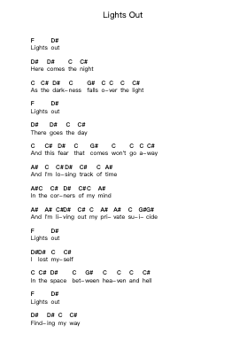 Lights Out Piano letter notes by Green Day - Arr.Cashlyle Windnix