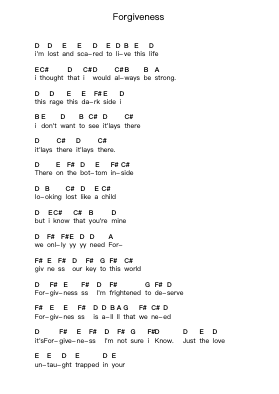 Forgiveness 鋼琴字母譜由 Elisa (Italy) - 編曲 Ukuk Behill
