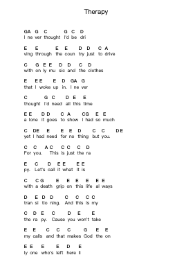 Therapy Piano letter notes by Relient K - Arr.Webbzy