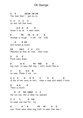 Oh George โน้ตตัวอักษรเปียโนโดย Foo Fighters - Arr.Campleign Eli
