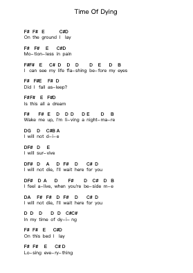 Time Of Dying Piano letter notes by Three Days Grace - Arr.Ausdam Pukin