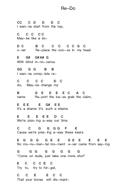 Re-Do 钢琴字母谱由 Modern Baseball - 编曲 Kingsgust