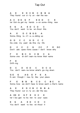 Tap Out Piano letter notes by The Strokes - Arr.Popbraith Cookryl