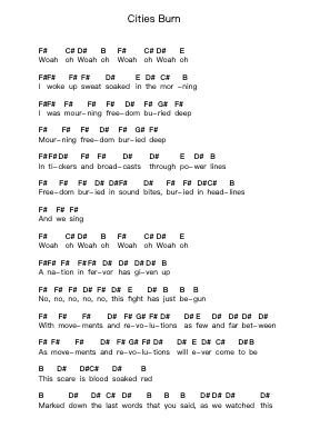 Cities Burn Nota surat piano oleh Anti-Flag - Arr.Beauze