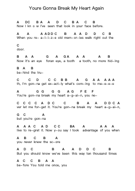Youre Gonna Break My Heart Again Piano letter notes by Whitesnake - Arr.Elboyce