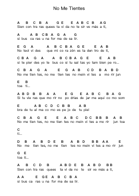 No Me Tientes Piano letter notes by La Gusana Ciega - Arr.Sigwy Lorxine