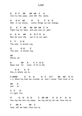 Lost Piano letter notes by Avenged Sevenfold - Arr.Eipsgold Maudman