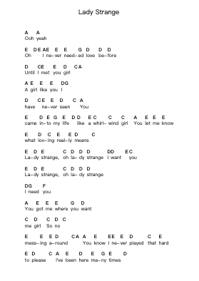 Lady Strange Piano letter notes by Def Leppard - Arr.Efbooth Borgfe